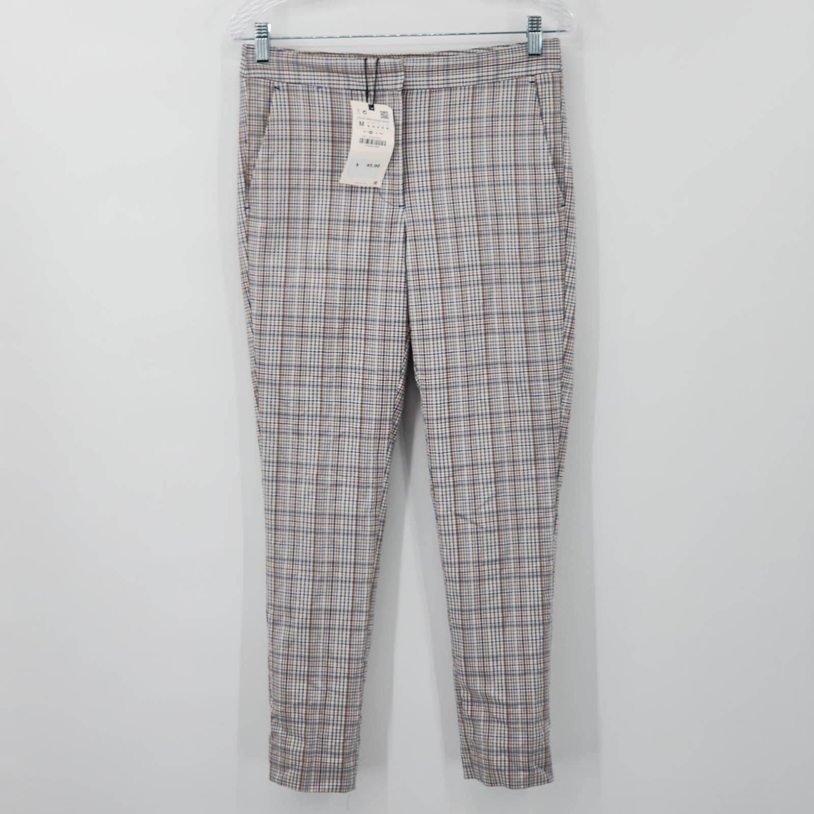 Zara Gray Plaid Cropped Trouser Pants Women's Size Medium Nwt